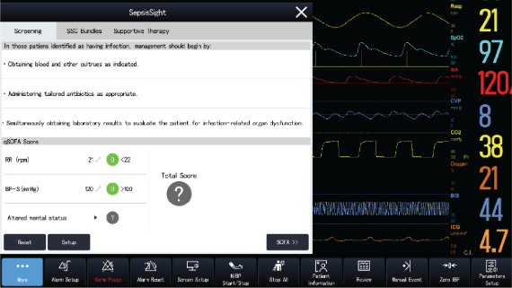 Herramienta clínica SepsisGuide en el monitor K22 Pro