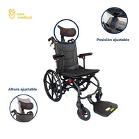 Silla de ruedas Velmed Aluconfort, llanta removible y reclinable, ultraligera — vista 4