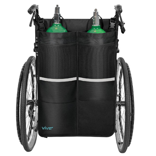 Porta Balón de Oxígeno Doble para Silla de Ruedas | Compatible con Tanques D y E