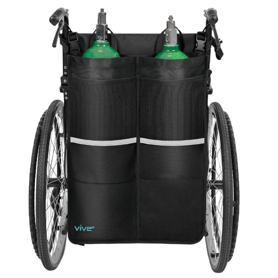 Porta balón de oxígeno doble para silla de ruedas, compatible con tanques D y E