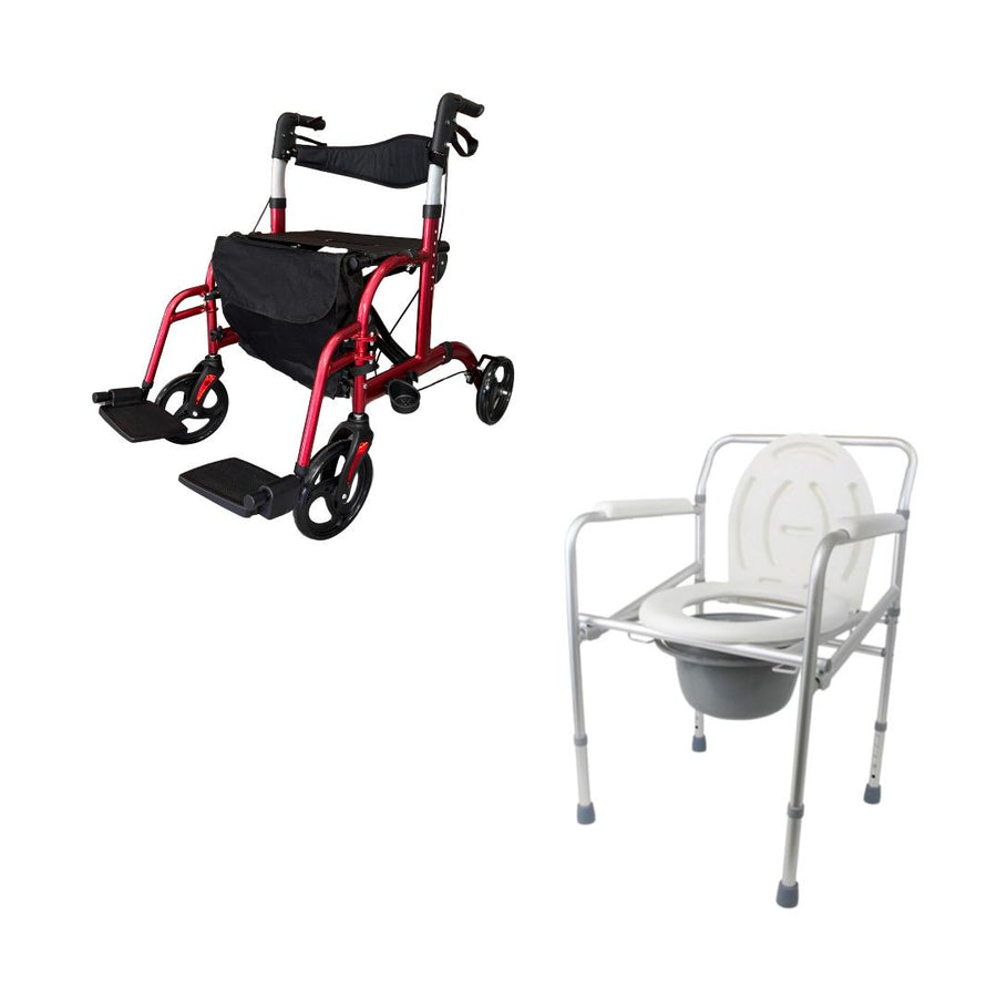 Pack andador RedRover, silla sanitaria fija