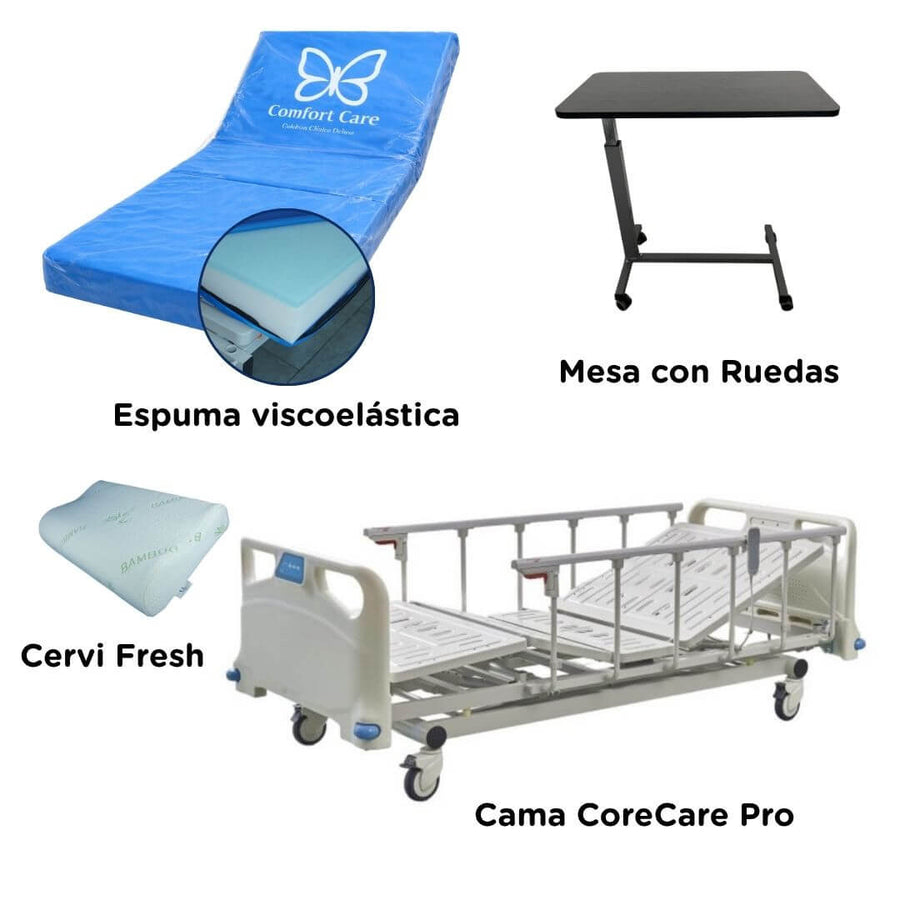 Pack cama eléctrica: colchón visco, mesa, almohada cervical